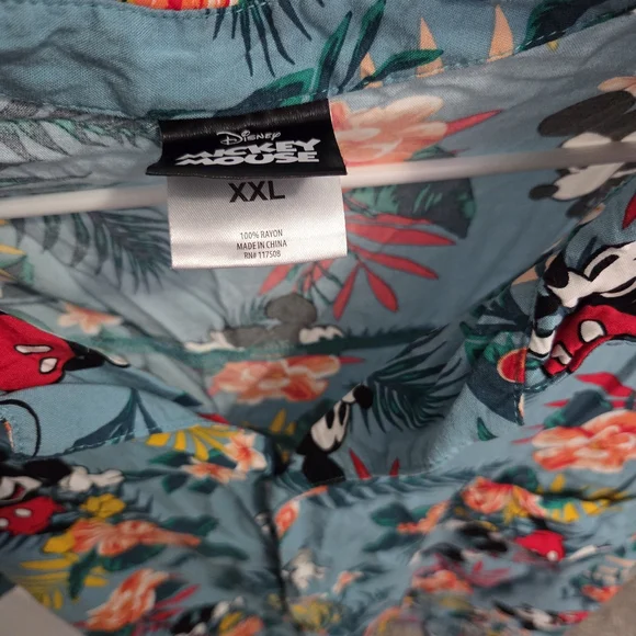 Disney Tropical Blue Mickey Mouse Men's Shirt - Picture 2 of 2
